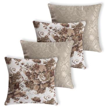 Imagem de  Capa Almofada Jacquard Decorativa Manchester 4 Unidades Floral - EDDI