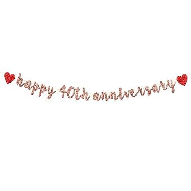 Imagem de Banner de aniversário de 40 anos com ouro rosa - para festa de 40 anos de casamento/festa de 40 anos de casamento/decorações de festa de 40 anos