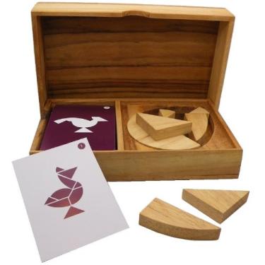 Imagem de Conjunto de tangram de ovo lógico com cartas de jogo de madeira