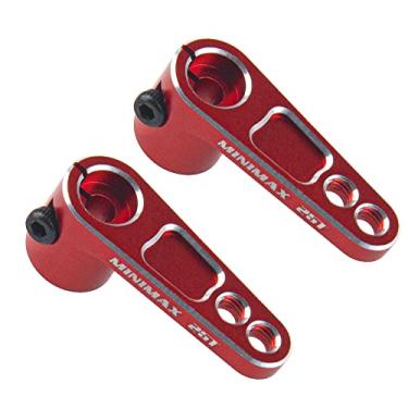 Imagem de 2 unidades ShareGoo Metal 25T Servo Horn 25 dentes Braço de direção compatível com Futaba Savox Power HD Servo Motor Substituição para Carro de Corrida Off-Road Crawler Drift 1/8 1/10 RC (Vermelho)