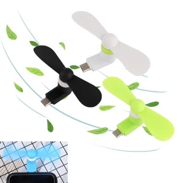 Imagem de PCTC 3 peças mini ventilador de telefone tipo C para Samsung Galaxy S24 / S23 / 23 Ultra/24 Ultra, compatível com Apple iPhone 15/15 Pro/15 Pro Max, para Moto Razr 40 Ultra/G54/Edge S Pro/Razr 40