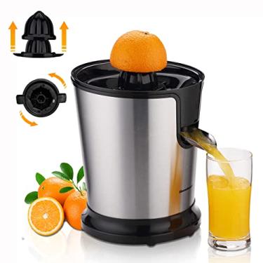 Imagem de Homeleader Espremedor de suco de aço inoxidável com dois cones, motor potente para toranjas, laranja e limão, preto