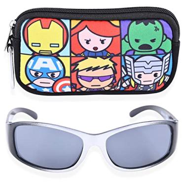 Imagem de Marvel Avengers Boys Sunglasses for Kids with Super Hero Glasses Case Protective Toddler and Youth Sun Shades (Silver Avengers)
