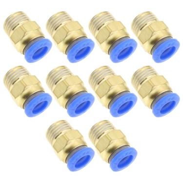 Imagem de LT Easiyl 10 peças de encaixe pneumático reto 1/4 polegada macho para tubo de 8 mm OD empurrar para plugue de conexão de ar comprimido rápido
