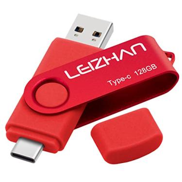 Imagem de leizhan Flash Drive USB-C de 128 GB, USB Drive 3.0 tipo C para Samsung Galaxy Note10, S10, Note 9, S9, Note 8, S8, Google Pixel, vermelho