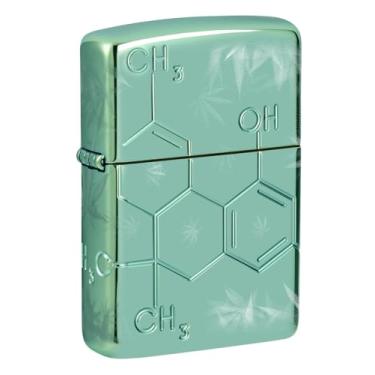 Imagem de Zippo Isqueiro de bolso verde polido com armadura de design composto de cannabis