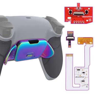 Imagem de eXtremeRate Kit de recapitulação Rainbow Aura Blue Purple com botões de metal real RMB Rise V3 para controle PS5 BDM-030 040 050, aderência emborrachada cinza New Hope Botões traseiros programáveis