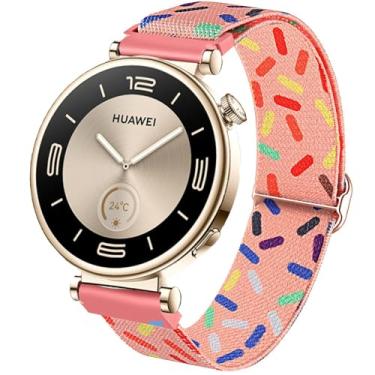 Imagem de DEALELE Pulseiras femininas compatíveis com Huawei Watch GT5 Pro de 42 mm/GT5 de 41 mm/GT4 de 41 mm/Garmin Venu 3S/Forerunner 265S/Fossil Gen 6, pulseira de nylon elástica colorida de 18 mm, vermelha