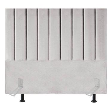 Imagem de Cabeceira Estofada Cama Casal Box Queen 160 Cm Catarina Suede E Frame cinza Claro