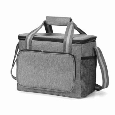 Imagem de Bolsa Térmica de 15L, Sacola de Almoço Oxford Isolada, Mantém Os Alimentos Quentes e Frios Com Cubos de Gelo para Acampar, Caminhar (GREY)