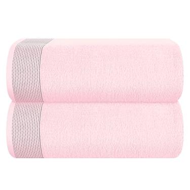 Imagem de Belizzi Home Pacote com 2 lençóis de banho grandes de algodão 89 x 187 cm, lençol de banho grande, ultra absorvente, compacto, ecológico e 100% reciclável, secagem rápida e toalha leve - rosa