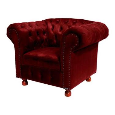 Imagem de Poltrona Chesterfield Luiz XV - Suede Bordô / Decoração, sala, recepçã