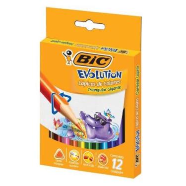 Imagem de Lápis de Cor Triangular Gigante BIC Evolution 12 Cores