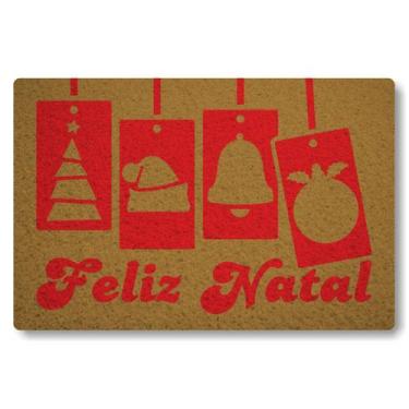 Imagem de Capacho para Apartamento Feliz Natal 60x40cm ouro - Zap Tapetes Person