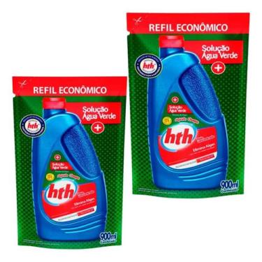 Imagem de Kit 2 Algicida Choque Solução Água Verde Elimina Hth Refil - Hth Elimi