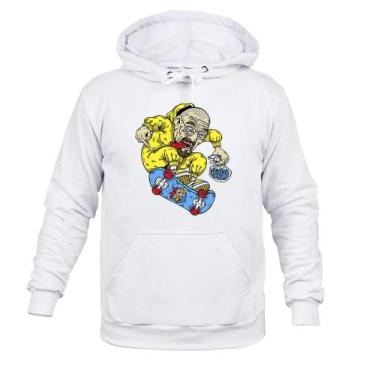 Imagem de Moletom 100% Algodão Flanelado Skatista Irado - Surprass, Branco, P