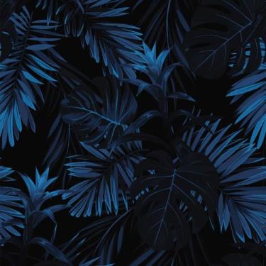 Imagem de Papel De Parede Temático Samambaias Azuis Noite - 2,5x0,5m - DEKAL DEC