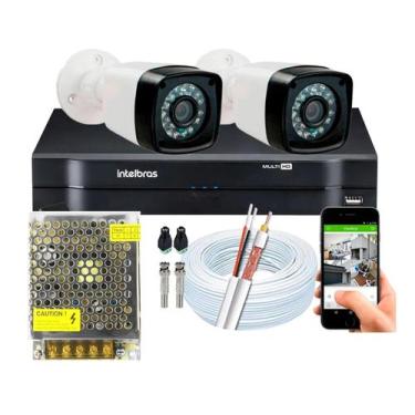Imagem de Kit 2 Cameras Segurança Hd Dvr Intelbras mhdx 4ch S/hd