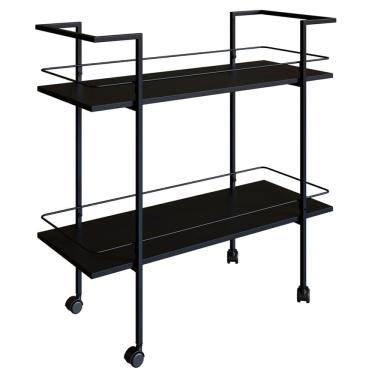Imagem de Carrinho Bar Industrial Com Rodizios P1036 Preto PP Milani Store