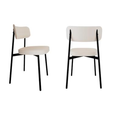 Imagem de Metalig 2 Unidades Cadeira Alloa Fixa C/4 Pés 50 X 44,7 X 83,8 cm - Contemporâneo com Toques Retrô - Aço - Estrutura em Aço com Solda e Corte a Laser, Encosto Anatômico Revestido em Tecido ou Courino