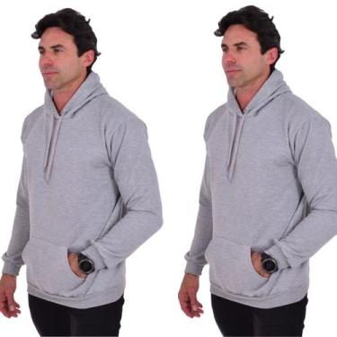 Imagem de Kit 2 Moletons Canguru Masculino 100% Algodão Conforto Qualidade Flane