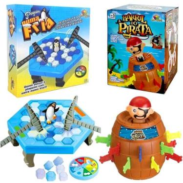 Imagem de Kit Brinquedos 2 Jogos em 1 Barril Pula Pirata e Pinguim Quebra Gelo F
