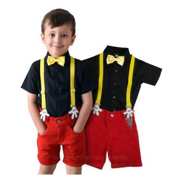 Imagem de Conjunto Mickey Mouse Manga Curta Bermuda Bebe Infantil Preto - Miguel