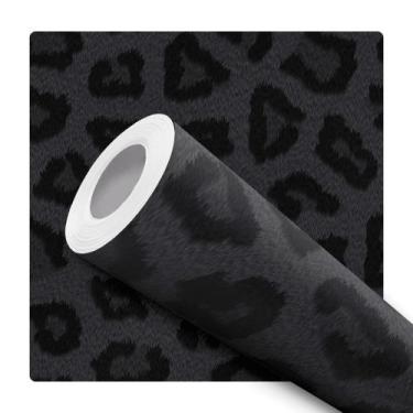 Imagem de Papel de Parede Vinílico Autoadesivo Lavável Onça Preto Decoração Mode
