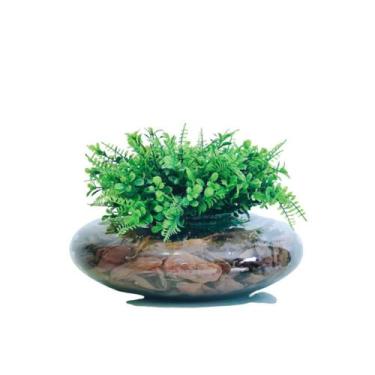 Imagem de Arranjo De Flores Artificiais Verdinhos Terrário Vidro - La Caza Store