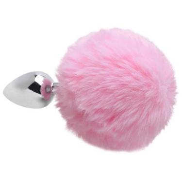Imagem de Plug Anal Em Metal 5,5 X 2,6Cm Com Pompom Vipmix, Rosa