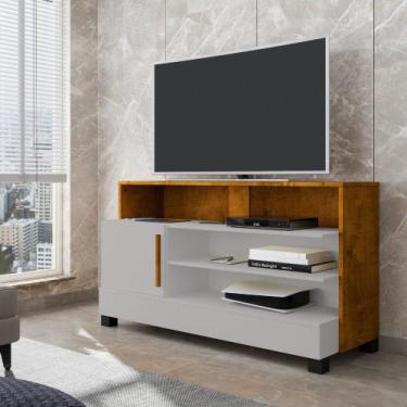 Imagem de Rack para TV até 48 Polegadas 1 Porta com Pés de Madeira Pipa Bechara,