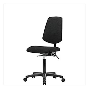 Imagem de Thomas 1163H66 Cadeira de tecido de altura média com encosto médio e inclinação sem braços, base de nylon, anel de pé preto, desliza, azul