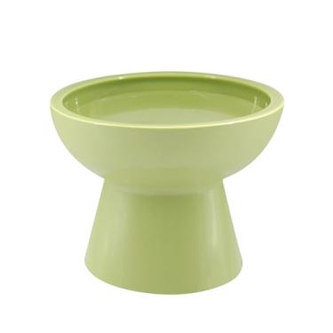 Imagem de LoeJan Conjunto de tigelas elevadas para comida e água, alimentador de cerâmica extra largo e elevado, tigela de pressão antivômito para gatos adultos e cães pequenos (verde, tigela de água)