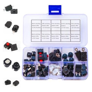 Imagem de Tcenofoxy Interruptor para kit sortido de circuito de montagem PCB, interruptor de botão de travamento de PCB, micro mini dobrado, plano 2P, 3P, 4P, liga/desliga, para lanterna SMD (trava TC)