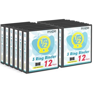 Imagem de Fichário com 3 argolas de 1,3 cm, pacote com 12, fichário de 1,3 cm, serve para papel de carta de 21 x 28 cm, fichários versáteis para escritório, casa, escola, 2 bolsos, preto