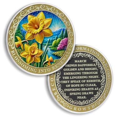 Imagem de Original Daffodils Sobriety Coin The Language of Flowers 3 Meses Sobriety Chip AA Chips and Medalhão Narcóticos Anônimos Chip AA NA WAA Coin Recovery Anniversary Token Sobriety Gifts for Men Women