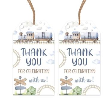 Imagem de Fangleland 50 peças de etiquetas de agradecimento com tema de trem retrô, obrigado por comemorar conosco, presentes, etiquetas, lembrancinhas, transporte, ferrovia, trem, travessia, tema aniversário,