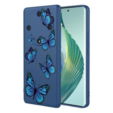 Imagem de HTXWXJC Capa de telefone para Honor X9a, capa Honor Magic5 Lite RMO-NX1 RMO-NX3 capa à prova de choque flexível bumper TPU capa macia padrão borboleta capa de telefone para Honor X9A borboleta azul
