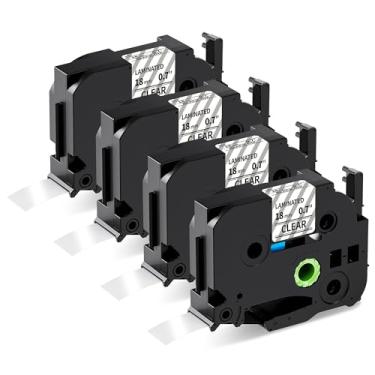 Imagem de Wonfoucs Fita TZ preta sobre transparente 18 mm 0,7 laminada de substituição para Brother TZe-141 TZe141 P Touch Label Tape Work with Brother Label Maker PTD600 PT-D610BT PT-D410 PTD400 PT-1830, 3/4
