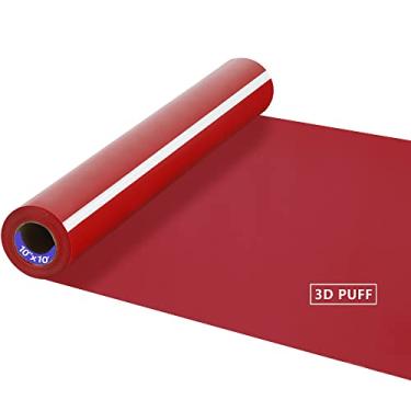 Imagem de RENLI·TONG Renlitong 3D Puff Htv Matte Heat Transfer Vinyl Roll 12" X 10 Pés Iron On Vinyl para Camiseta de Prensa Térmica para Todas As Máquinas de Corte Heat Vinyl Design (10 Pés, 3D Puff Vermelho)