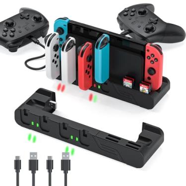 Imagem de Base de carregamento compatível com Nintendo Switch e Switch OLED modelo Joycons, estação de carregamento MLIFEMFUL Switch Joycon carrega até 6 peças Joycon com suporte de carregador Joycon para