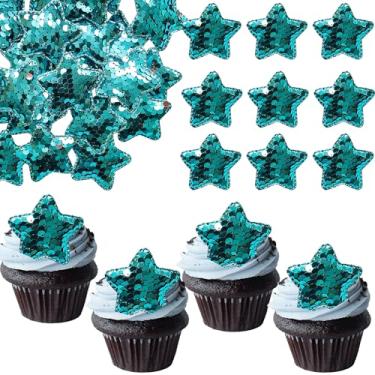 Imagem de Gyufise 24Pcs Star Cupcake Topper Twinkle Twinkle Little Star Cupcake Picks Kids Birthday Wedding Engagement Baby Shower Cake Decorations Party Supplies Blue