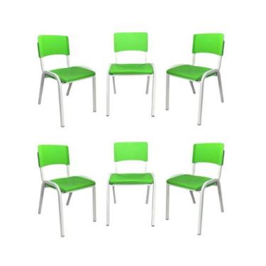 Imagem de Kit 6 Cadeiras Iso Infantil Verde Limão Brinquedoteca Escola Creche Ig