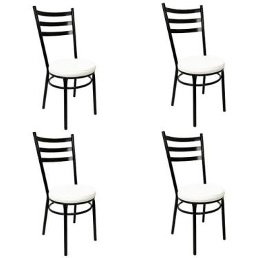 Imagem de Kit 4 Cadeiras de Cozinha Redonda com Reforço Preta Assento Grosso Bra