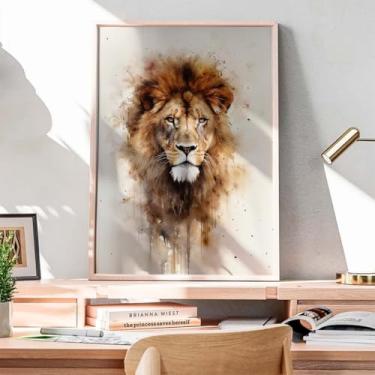 Imagem de Quadro Decorativo Cristão Gospel; Jesus o Leão de Judá, em aquearela; Quadros bíblicos; Versículos Bíblicos; Presente criativo; Quadro com Mensagem Motivacional; Motivação; Evangélico. Quadro para Sala; Quadro para quarto; (Preta, 21x30, Emoldurado)