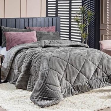 Imagem de Kit Coberdrom Edredom Cobertor SOLTEIRO 02 Peças Canelado Boston Dupla