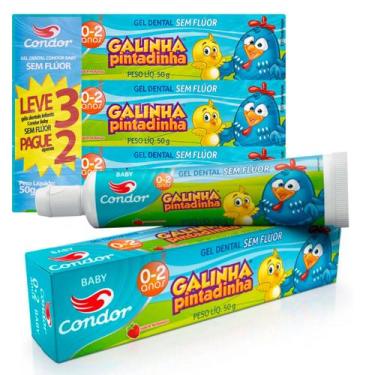 Imagem de Kit 3 Pasta dente Bebe 0 a 2 anos infantil galinha pintadinha sem Flúo