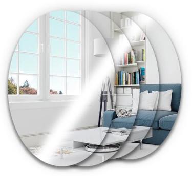 Imagem de Kit 8 Espelho Decorativo Adesivo Acrílico Oval 30x20cm Sala Banheiro -