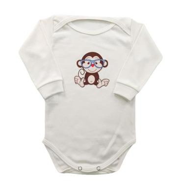 Imagem de Body Bebê Manga Longa Macaco de Óculos  - Mellane Baby, M, Off white