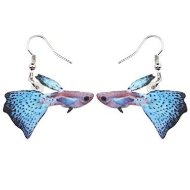 Imagem de NEWEI Brincos de peixe tropical arco-íris de acrílico com pingente fofo de animais do oceano joias para mulheres meninas crianças presentes pingentes, Acrílico, Sem pedra preciosa